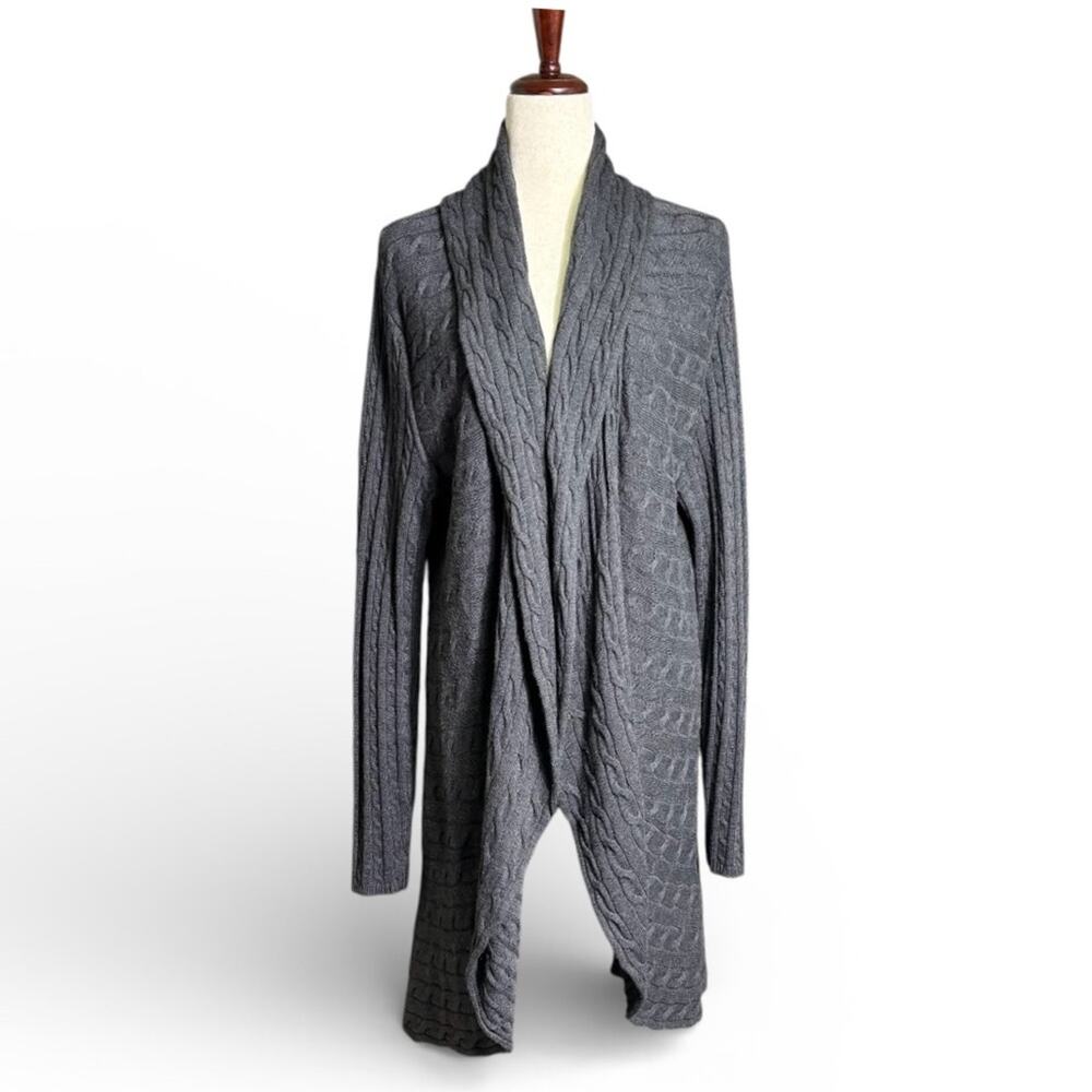 Tommy Hilfiger Charcoal Cable Knit Cardigan Sweater Size 2XL T4